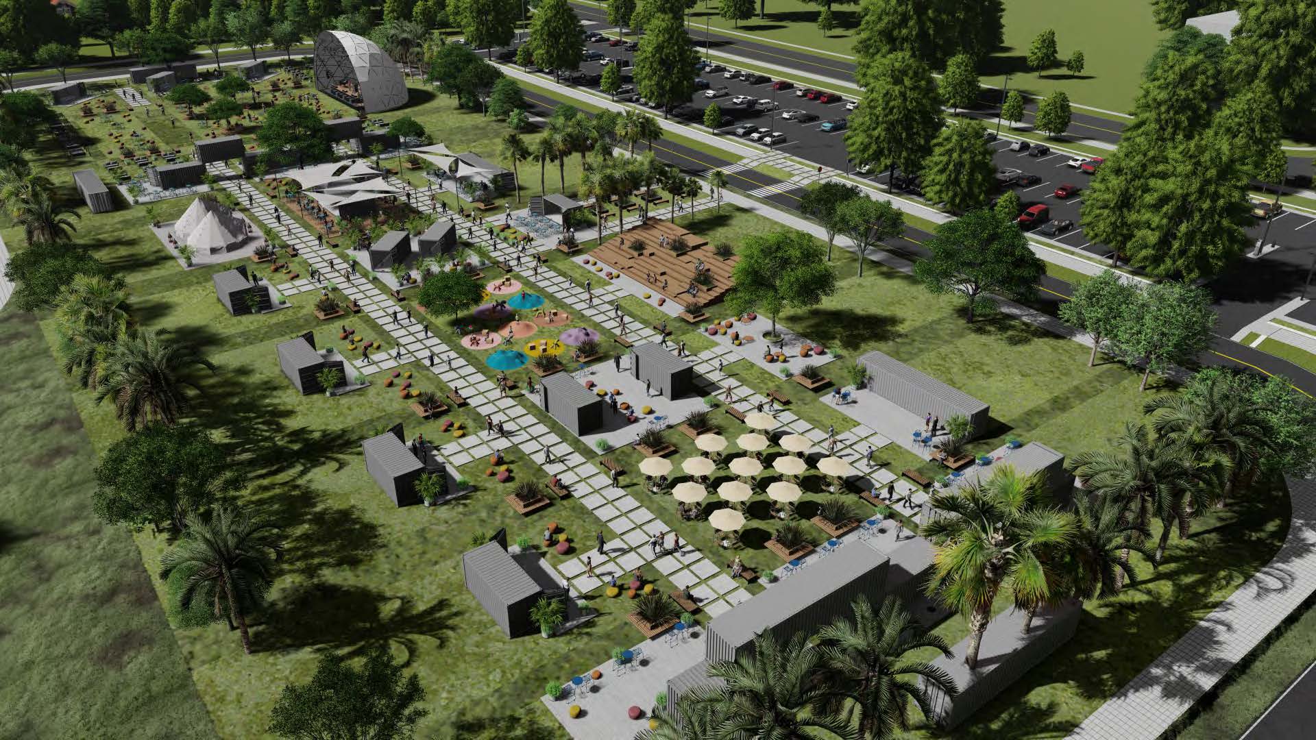 Homestead Town Center Phase One Container Park 3D Rendering