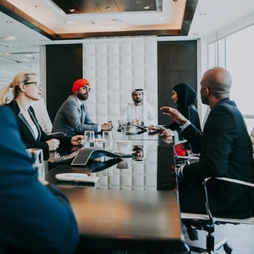 - Airlines | Bear Atlantic Group Mixed business team making agreements on future business plans. in the office